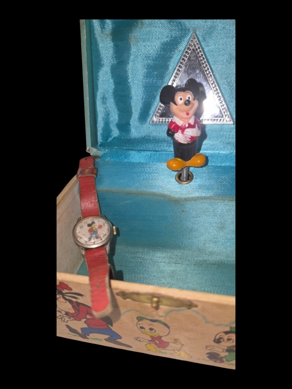 Disney Mickey Mouse Musical Jewelry Box with  Vintage Mickey Watch